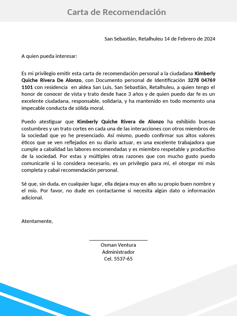 35-carta-de-recomendacion-personal | PDF