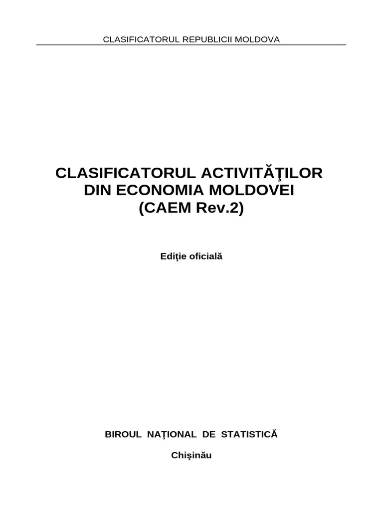 Clasificatorul Republicii Moldova Cfem | PDF