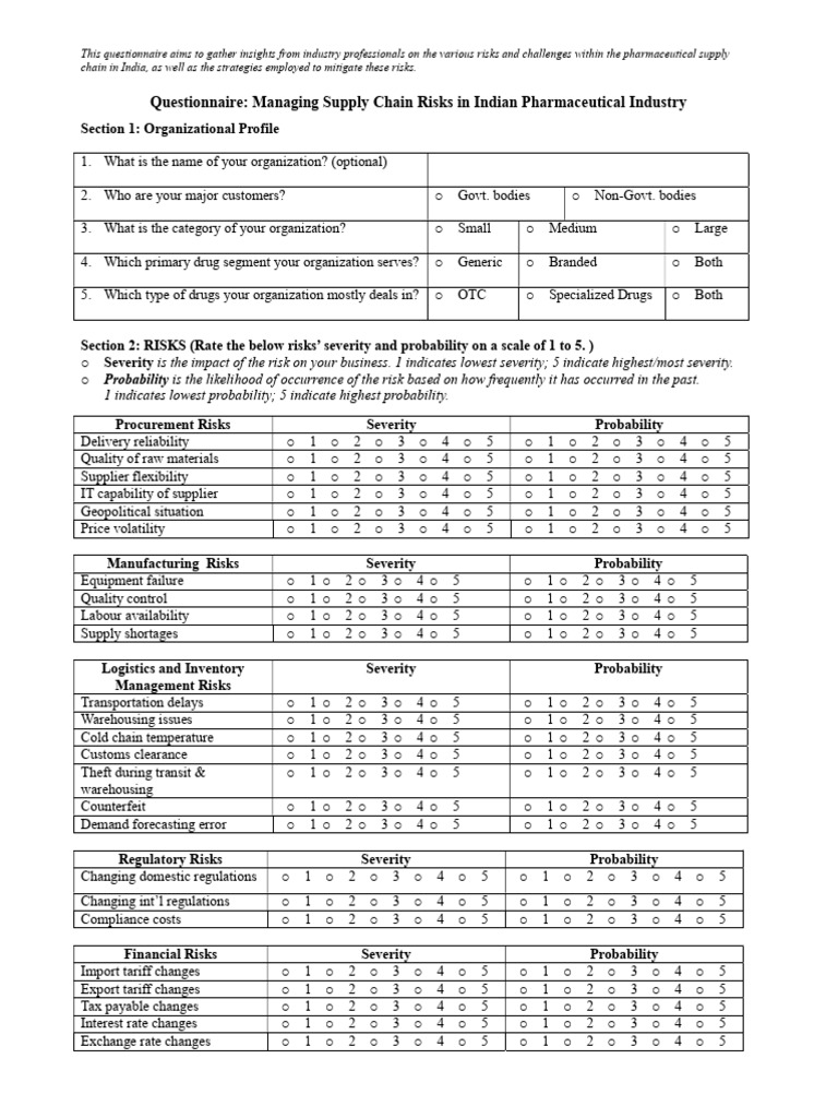 Managing Supply Chain Risks in Indian Pharmaceutical Industry | PDF