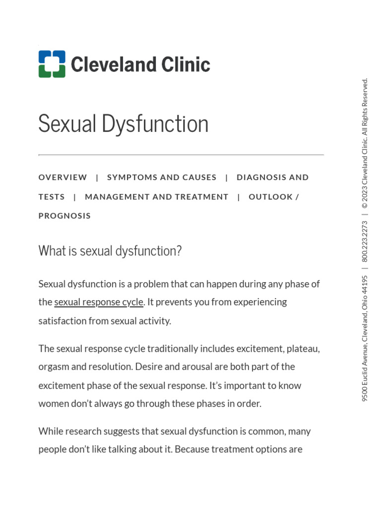 Sexual Dysfunction & Disorders - Treatment, Symptoms & Diagnosis | PDF ...