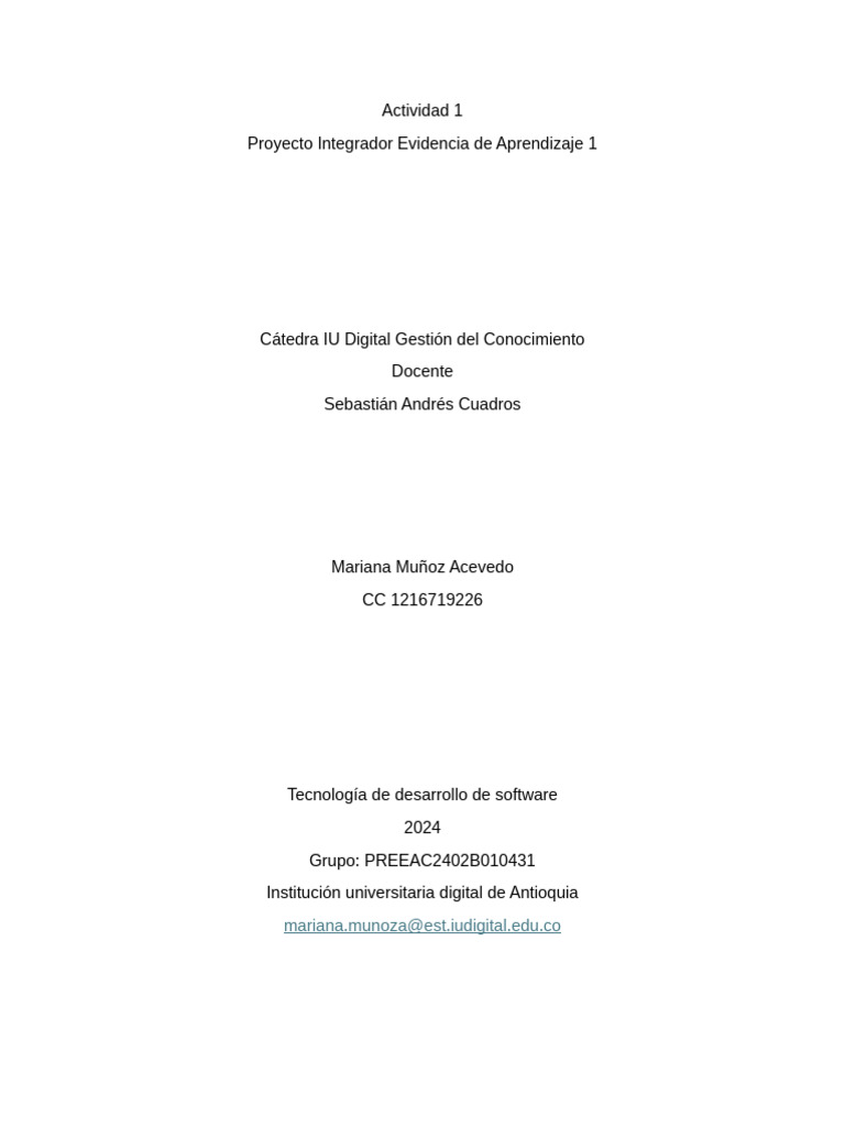 Proyecto Integrador 1 | PDF