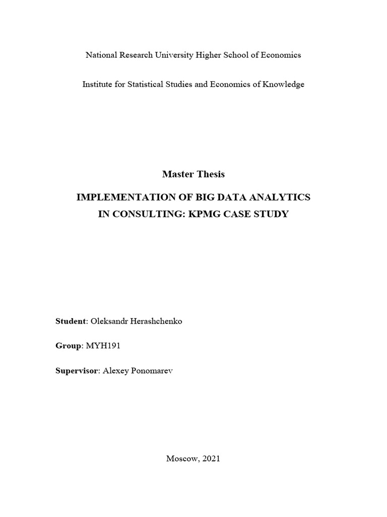 Implementation of Big Data Analytics in Consulting - KPMG Case Study | PDF