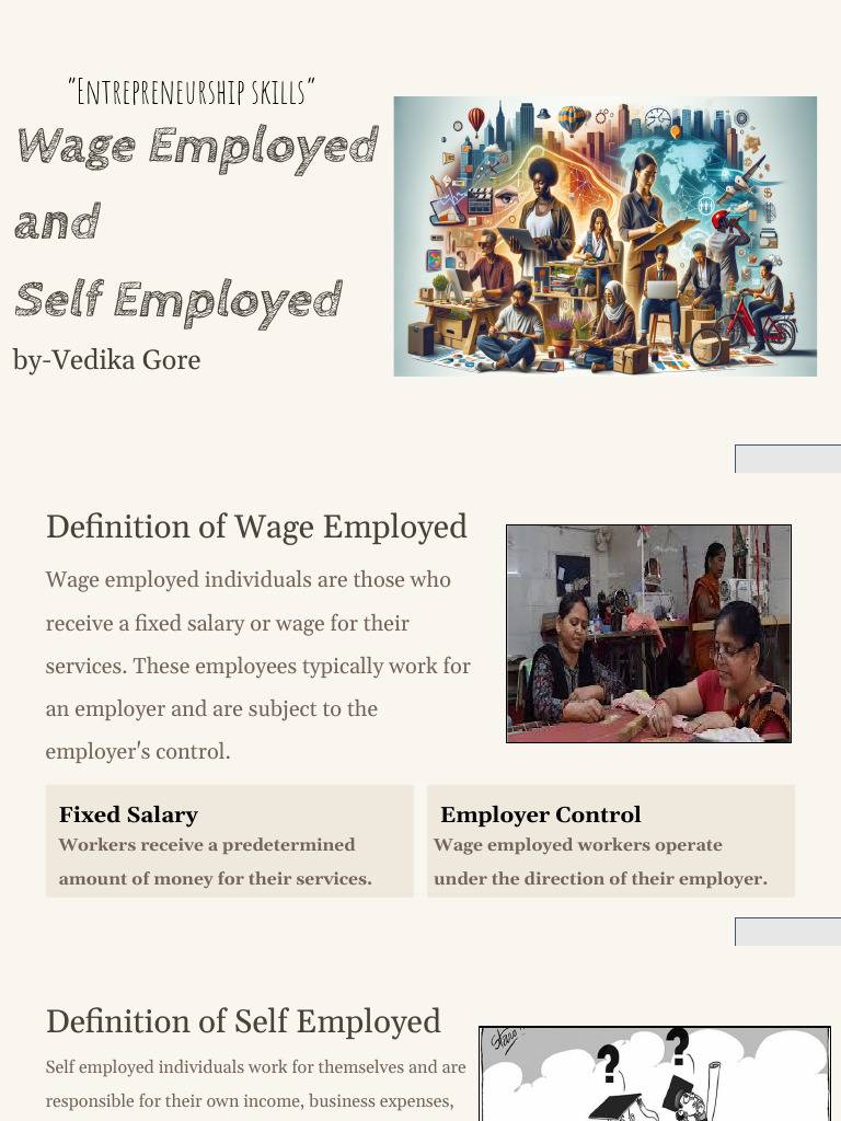 Wage Employed and Self Employed | PDF | Self Employment | Small Business &  Entrepreneurs