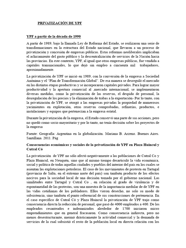 Privatización de Ypf | PDF