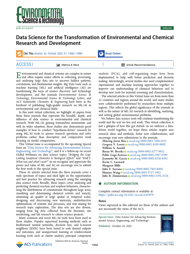 Ren Et Al 2022 Data Science For The Transformation of Environmental and ...
