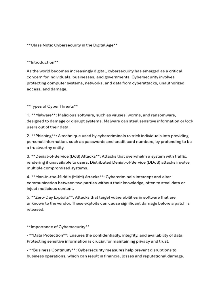 Cybersecurity in The Digital Age | PDF