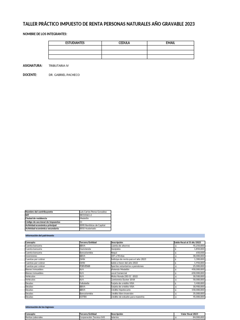 Taller Declaración de Renta Personas Naturales 2023 | PDF