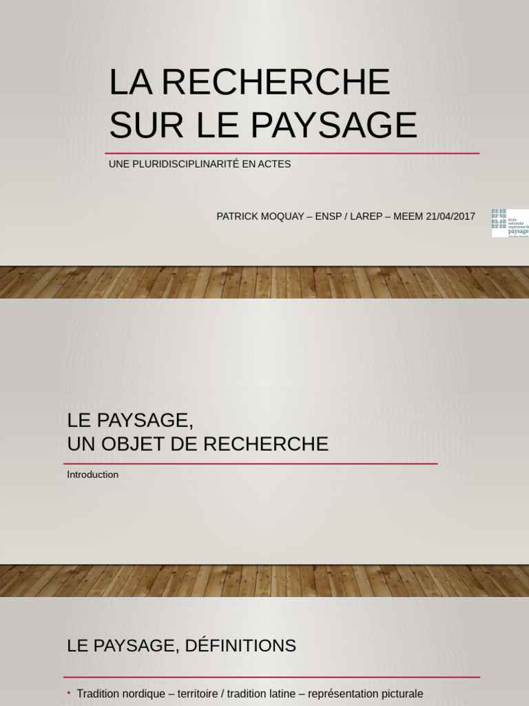 La Recherche Sur Le Paysage | PDF
