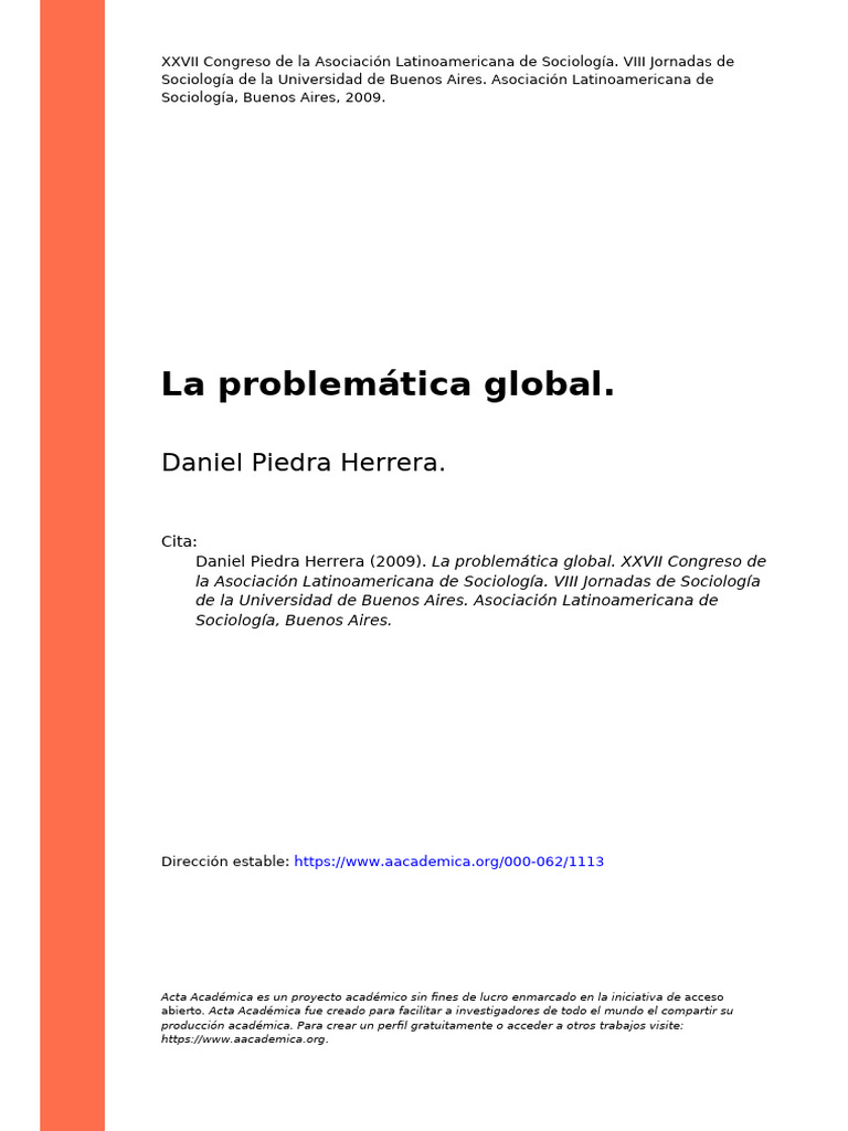 Daniel Piedra Herrera (2009) - La Problemática Global | PDF