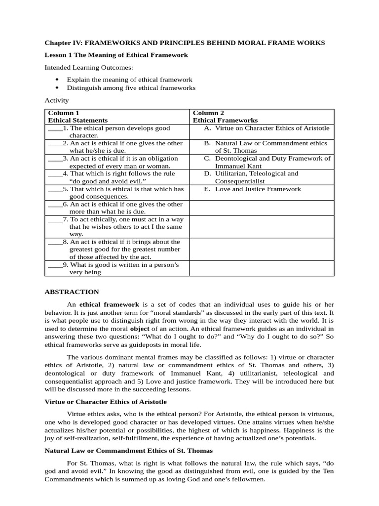 Chapter IV Frameworks and Principles | PDF