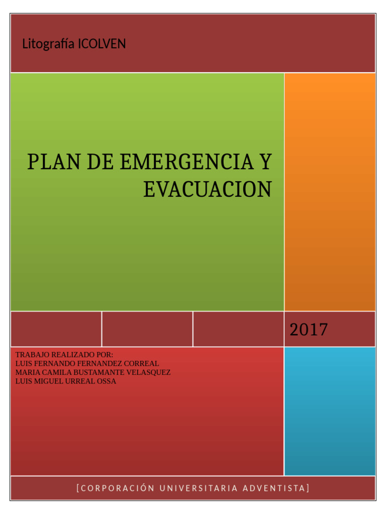 Plan de Emergencia y Evacuación Icolven. Revisado | PDF