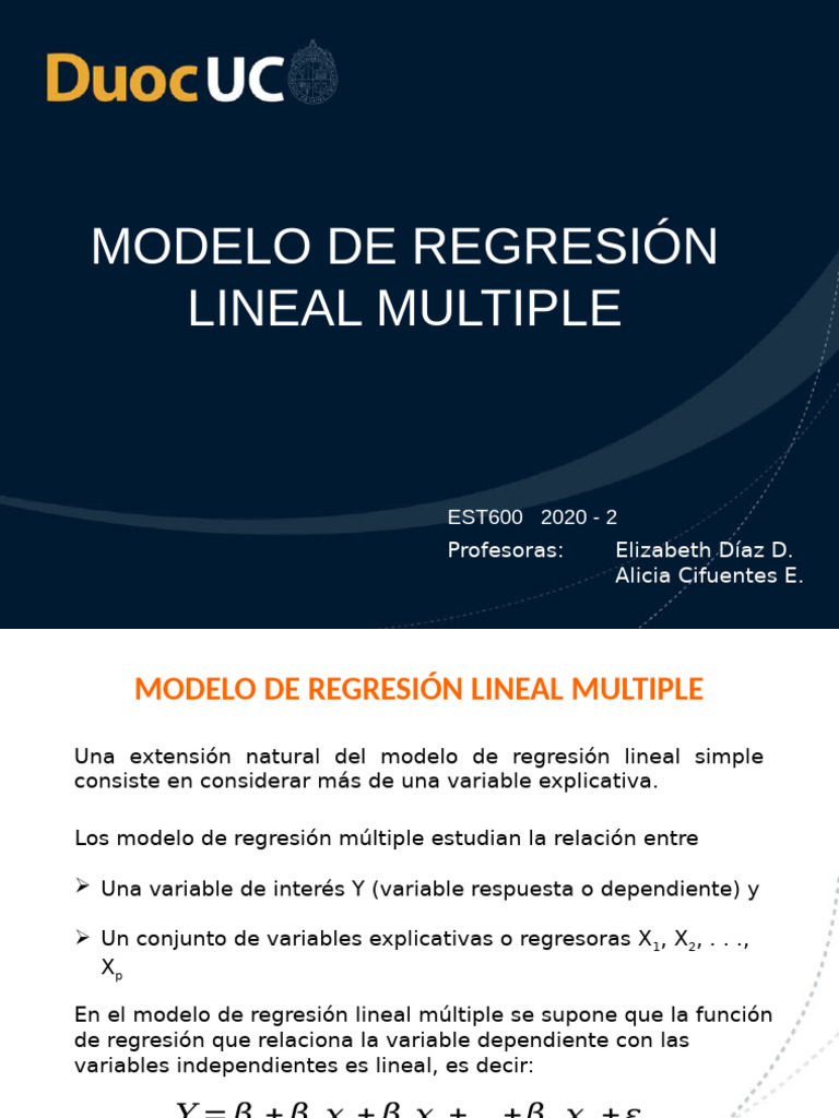 9 Modelo de Regresión Lineal Multiple | PDF