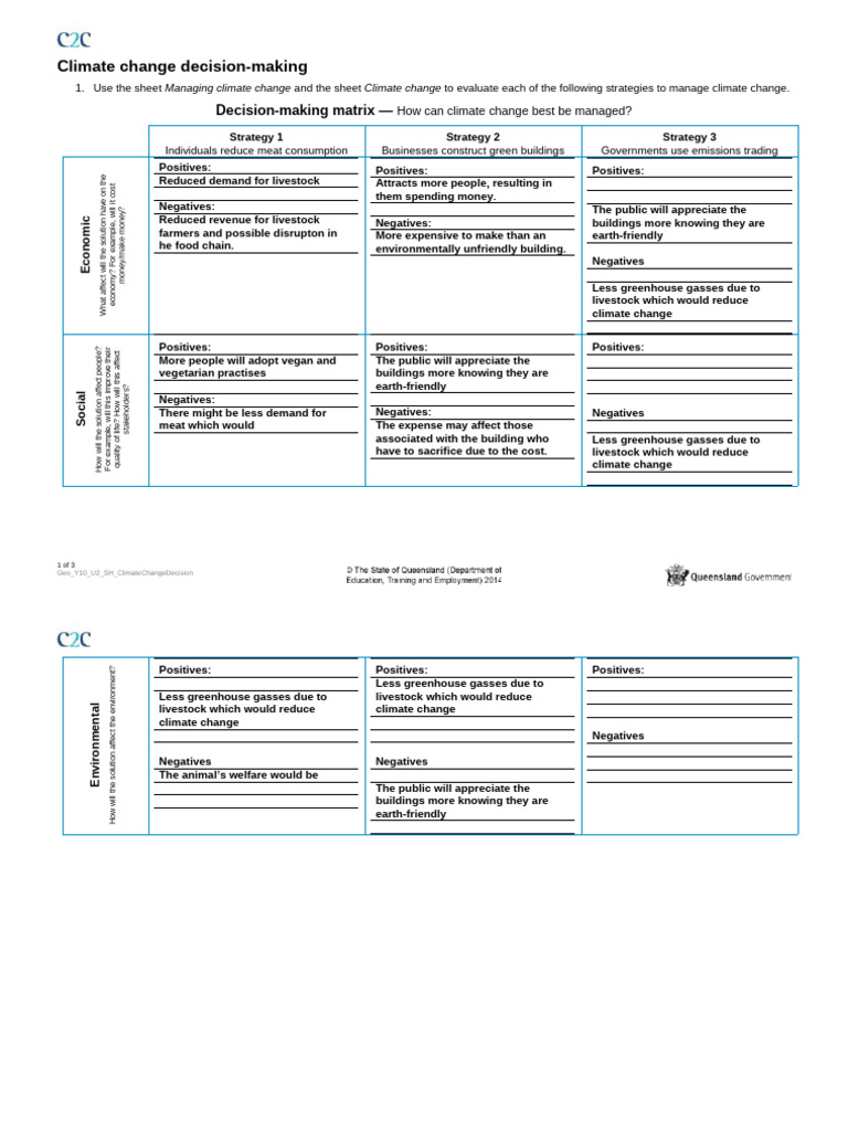 3.4 Climate Change Decision Making Matrix | PDF
