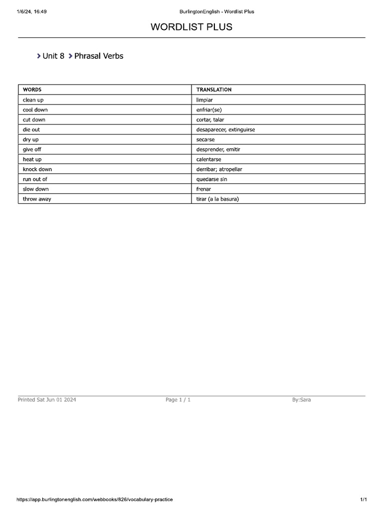 Unit 8 PHRASAL VERBS - T3 | PDF