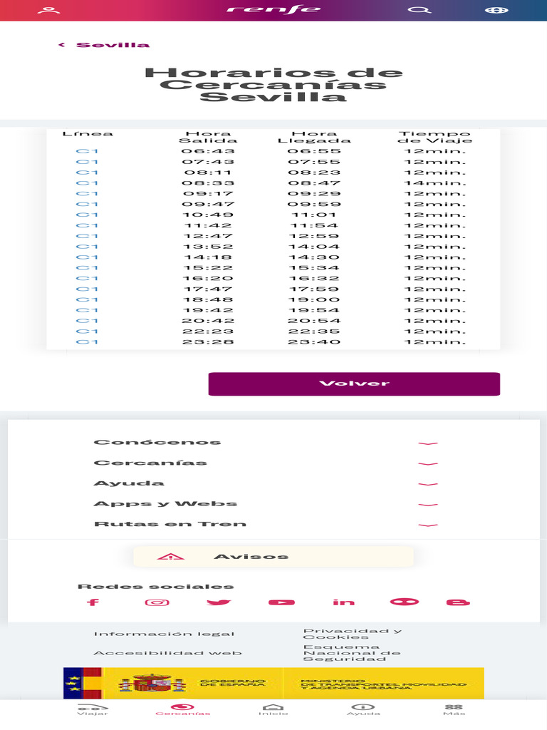 Horarios de Trenes de Cercanías ( Sevilla ) Renfe | PDF