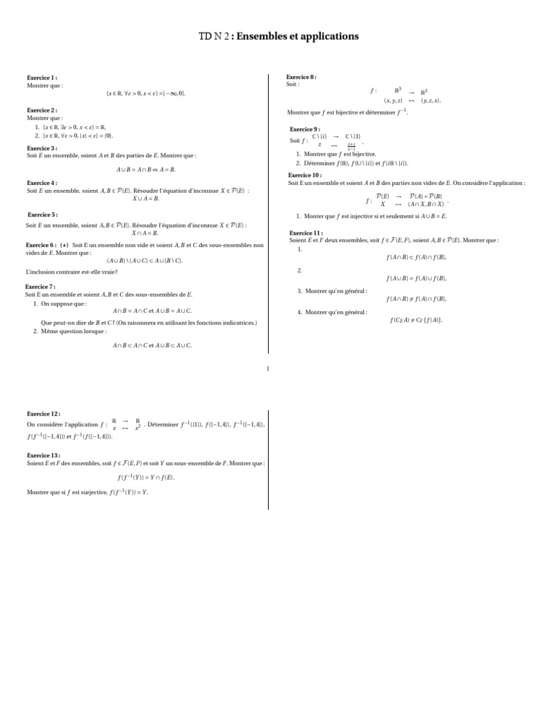 Ensembles Et Applications: Exercice 1: Exercice 8 | PDF