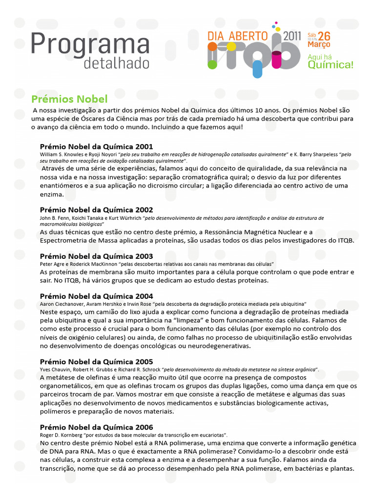 Dia Aberto Programa Detalhado | PDF