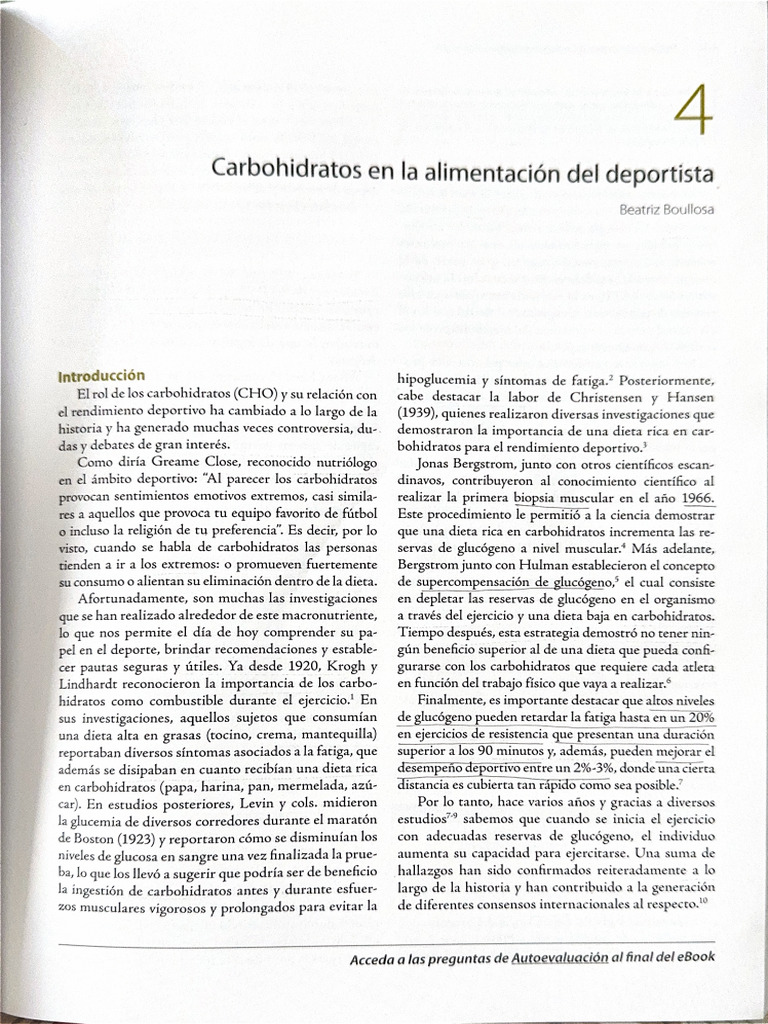 Cap 4 Carbohidratos En La Alimentacion Del Deportista Pdf