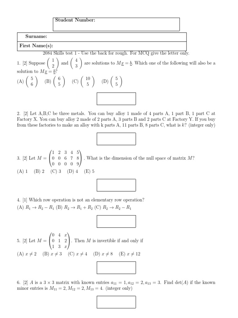 Sample Skills Test For 15 Aug | PDF