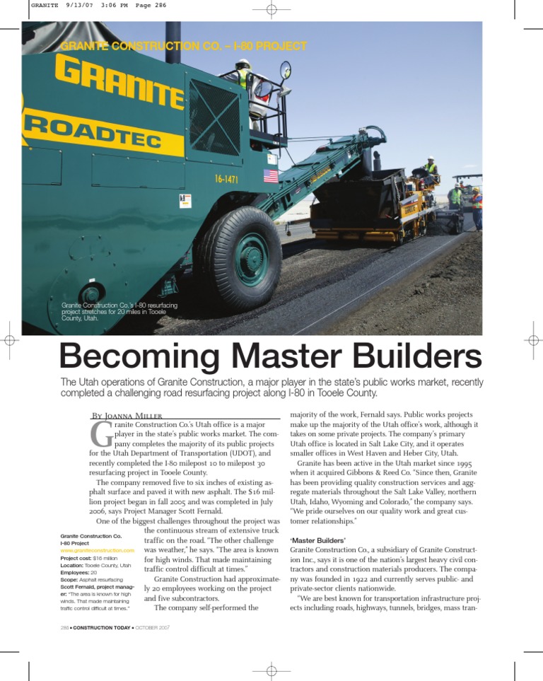 Master Builders Granite Construction Co. I80 Project PDF