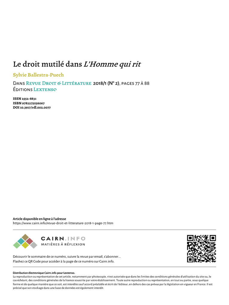 Le Droit Mutilé Dans L'Homme Qui Rit | PDF