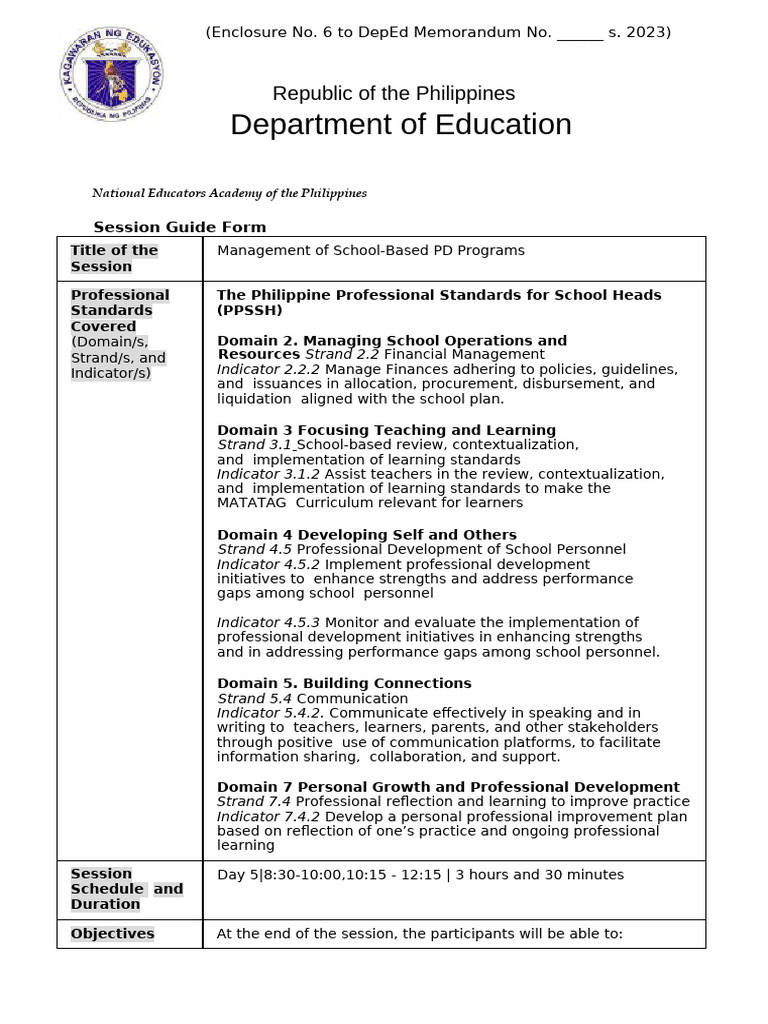 SG - Management of Schoolbased PD Programs | PDF