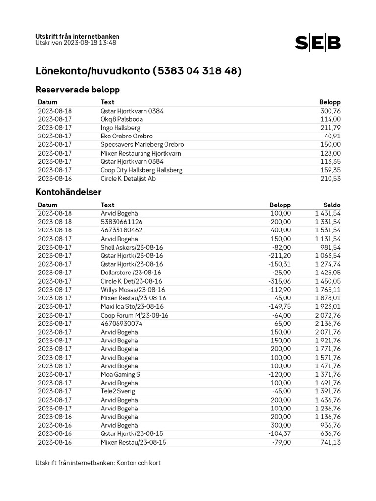 SEB Utskrif | PDF