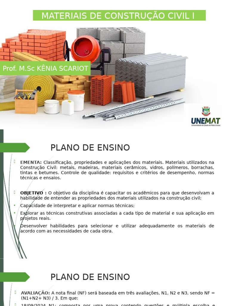 MATERIAIS DE CONSTRUO AULA 01 Ok | PDF