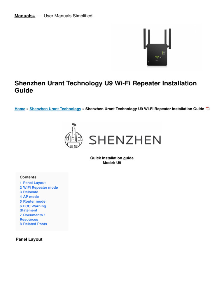 U9 Wi Fi Repeater Manual | PDF