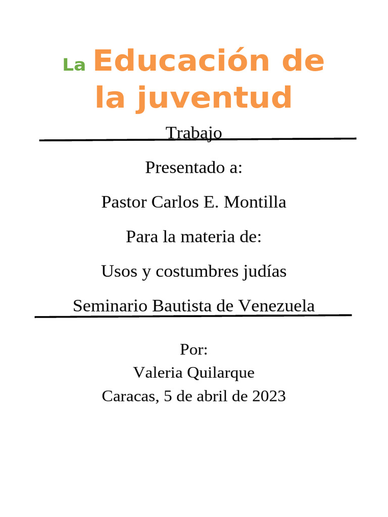 La Educación de La Juventud | PDF