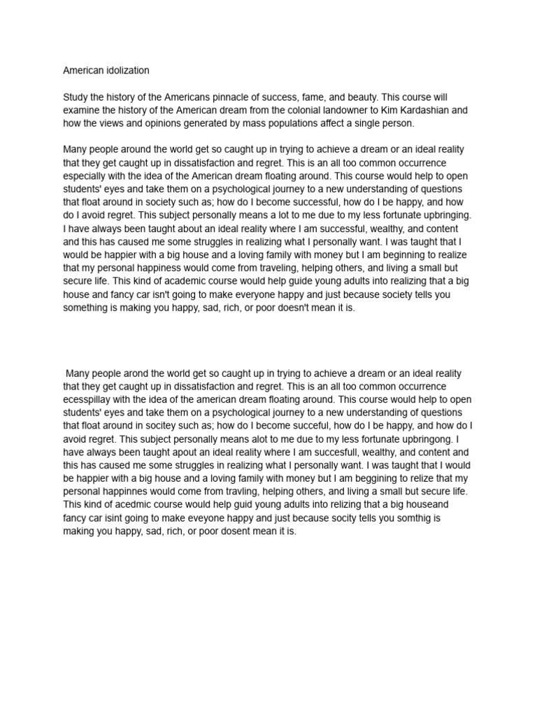 American Idolization | PDF | Dream | Psychology