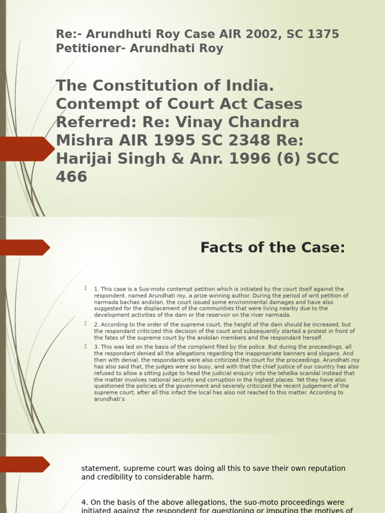 Arundhati Roy Contempt Case Analysis | PDF | Supreme Court Of India ...