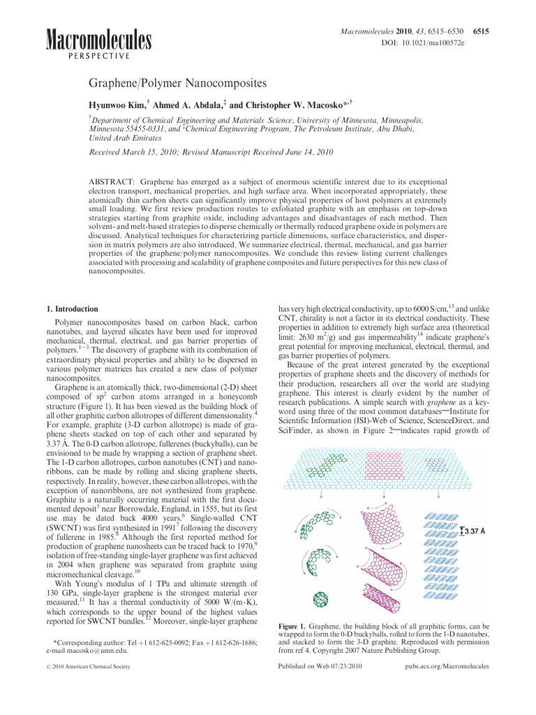 Kim Et Al 2010 Graphene Polymer Nanocomposites | PDF