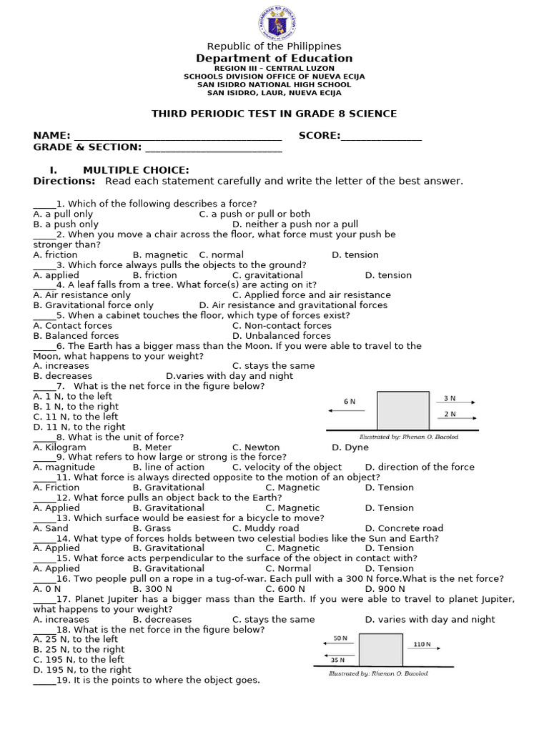 Grade 8 Quarter 1 Exam Science | PDF