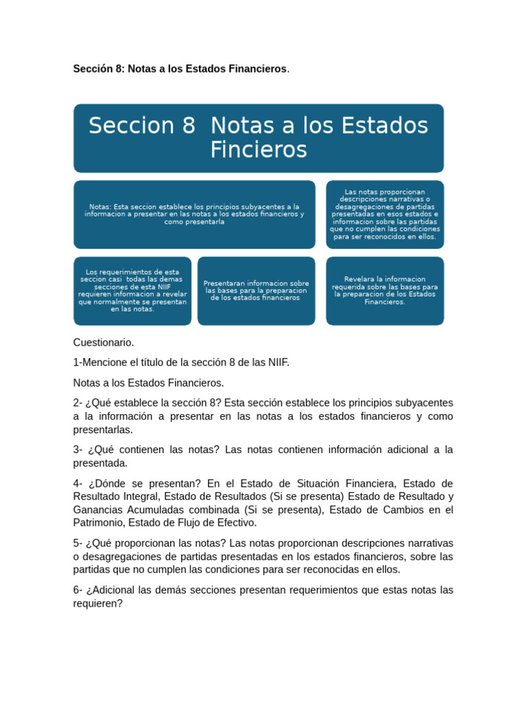 Notas a Estados Financieros NIIF 8 | PDF | normas internacionales de ...