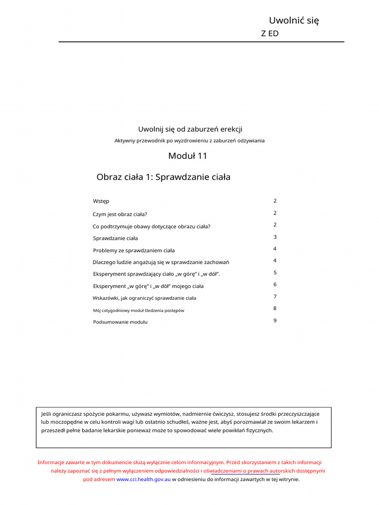 Break Free From ED - 11 - Body Image I - Body Checking | PDF | Self ...