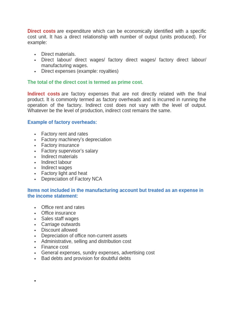 Expenses - Direct-Indirect | PDF | Finance & Money Management | Computers