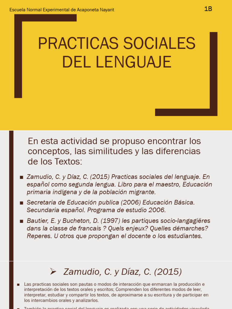 Prácticas Sociales del Lenguaje en Educación | PDF | Experiencia ...