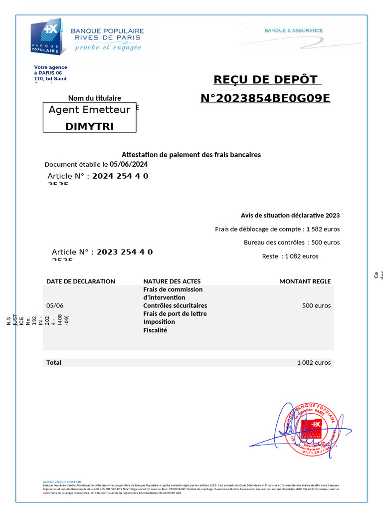 Reçu de Paiement Banque Populaire | PDF