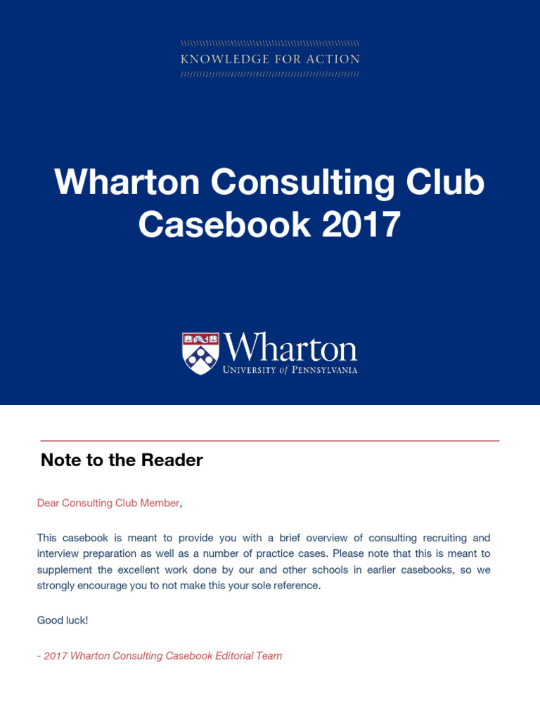 Pennsylvania Wharton Casebook 2017 Pdf