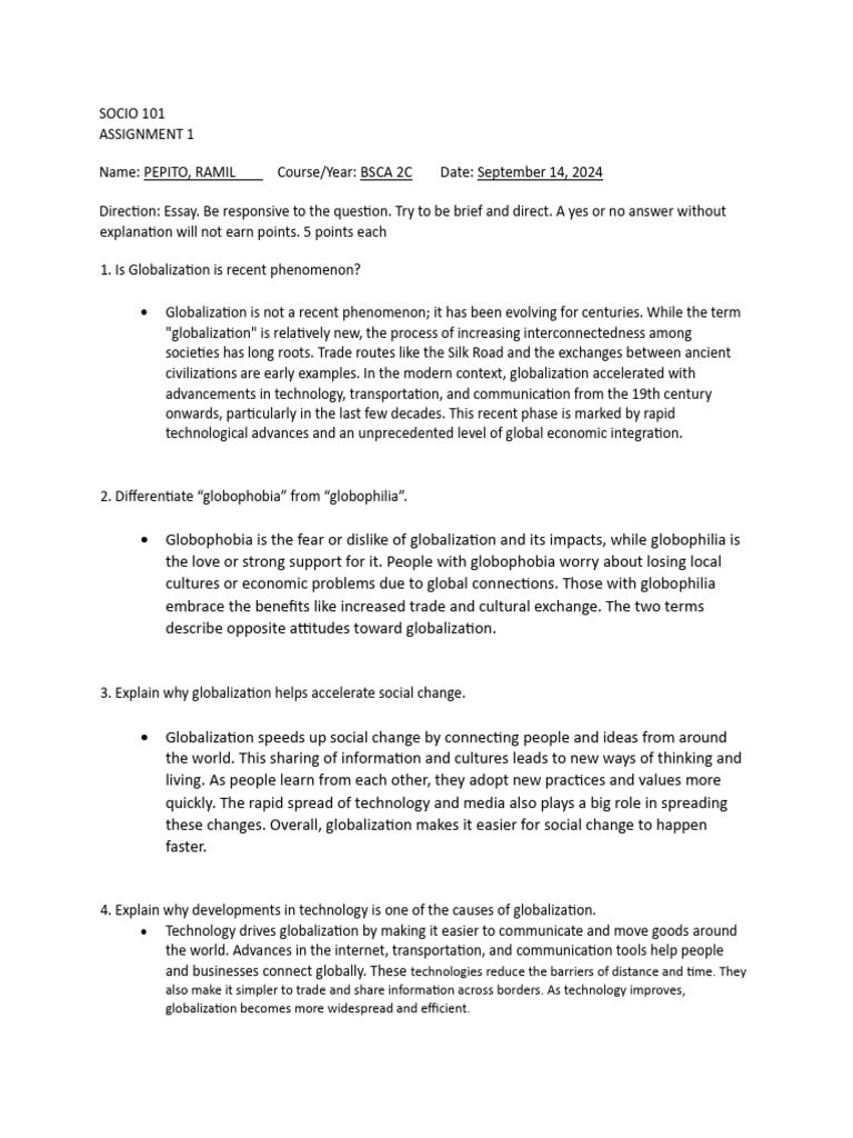 SOCIO 101 Assignment 1 Ramil | PDF