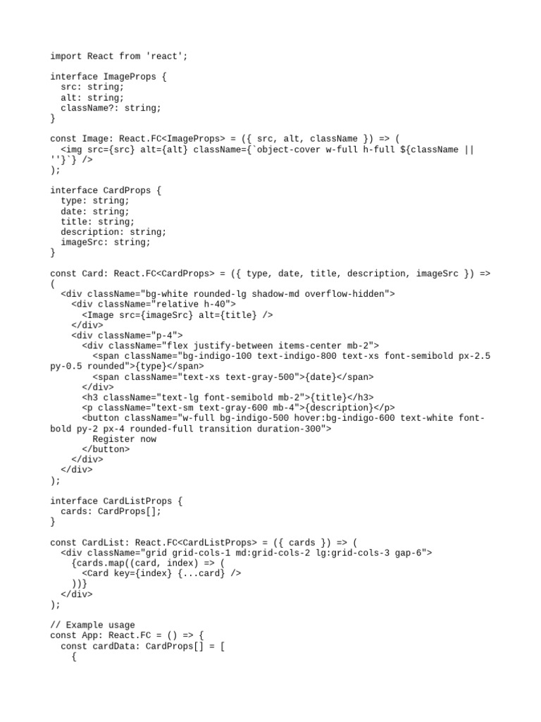 React Event Card Component Code | PDF | Software Development ...