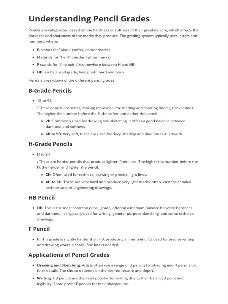 Pencil Grades Explained PDF