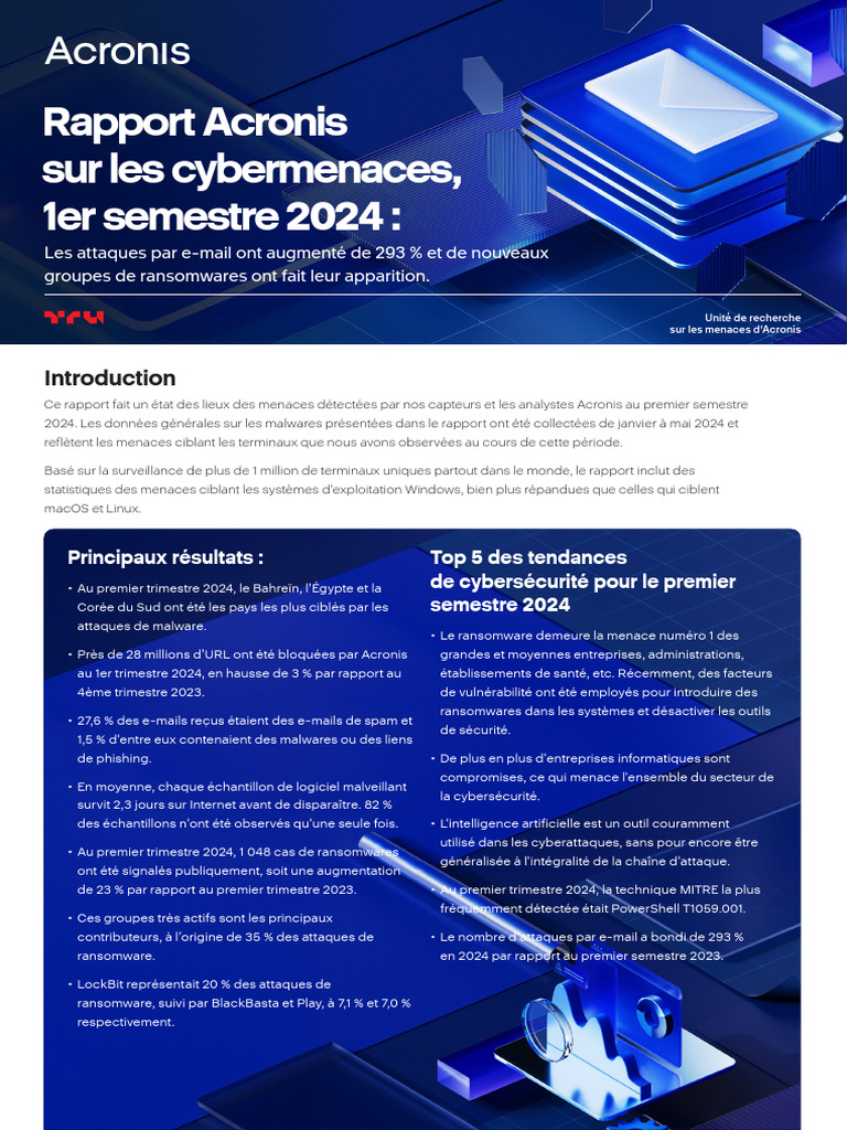 Report Acronis Cyberthreats H1 2024 Summary FR FR 240716 | PDF ...