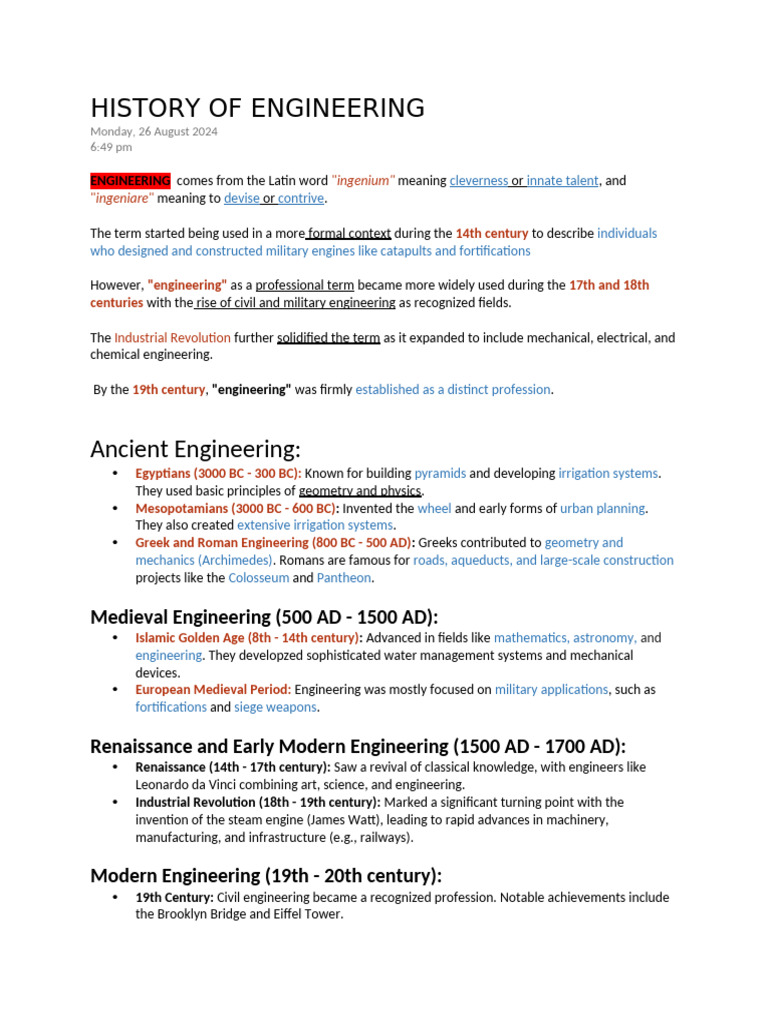 HISTORY OF ENGINEERING | PDF