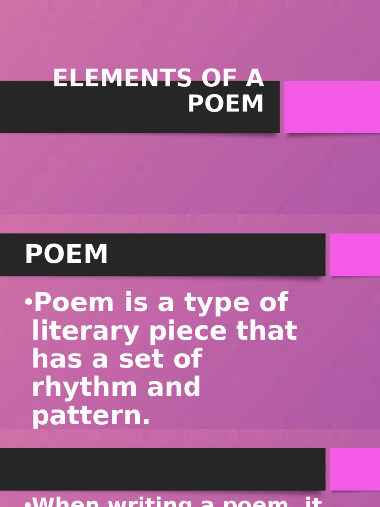 Elements of A Poem English 6 | PDF | Poetry