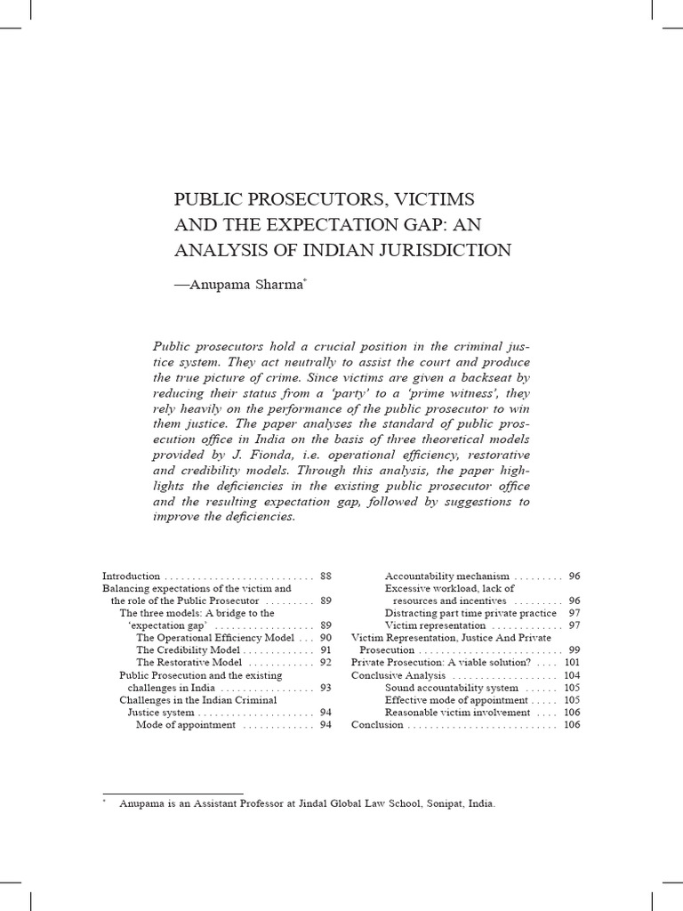 Public Prosecutor and Victim Expectation Gap | PDF
