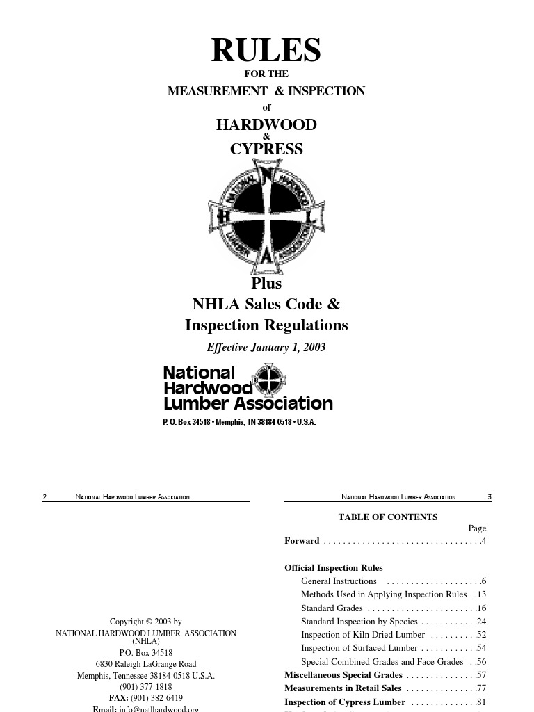NHLA Hardwood Grading Rulebook PDF Lumber Wood