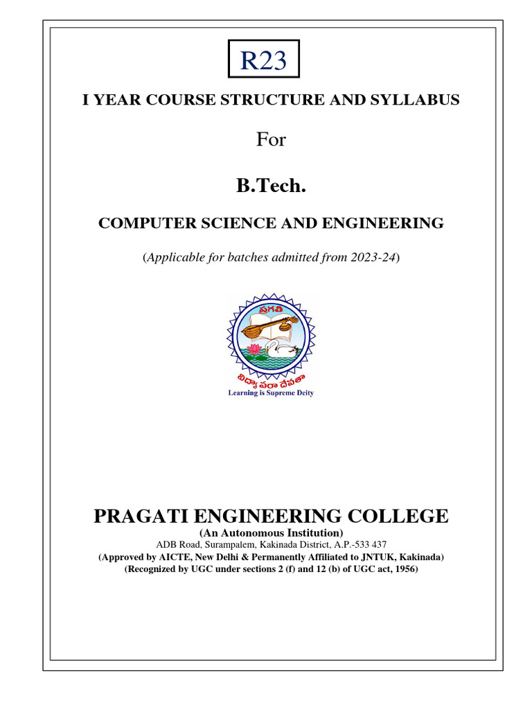 CSE R23 I Year Course Structure and Syllabus | PDF