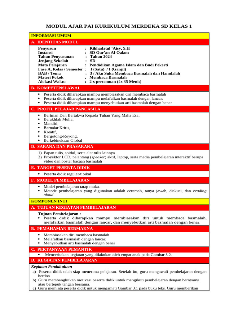 Modul Ajar PAI - BAB 3 | PDF